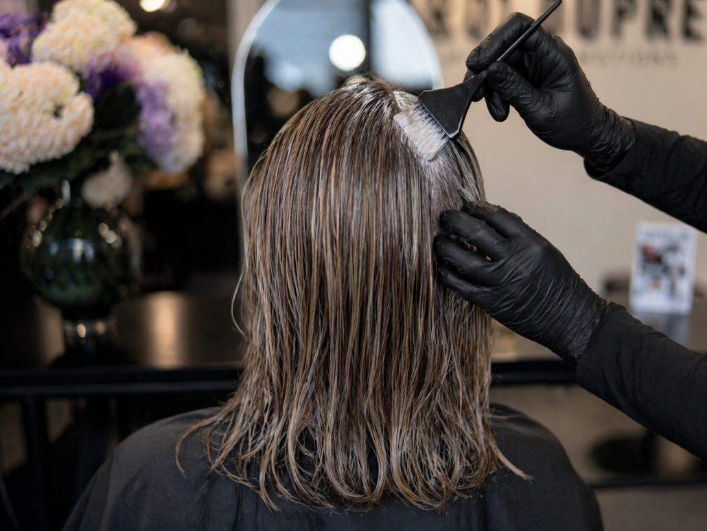 Haar coloration mit Glossing und föhnen bei Friseursalon Frankfurt Marco Dupré